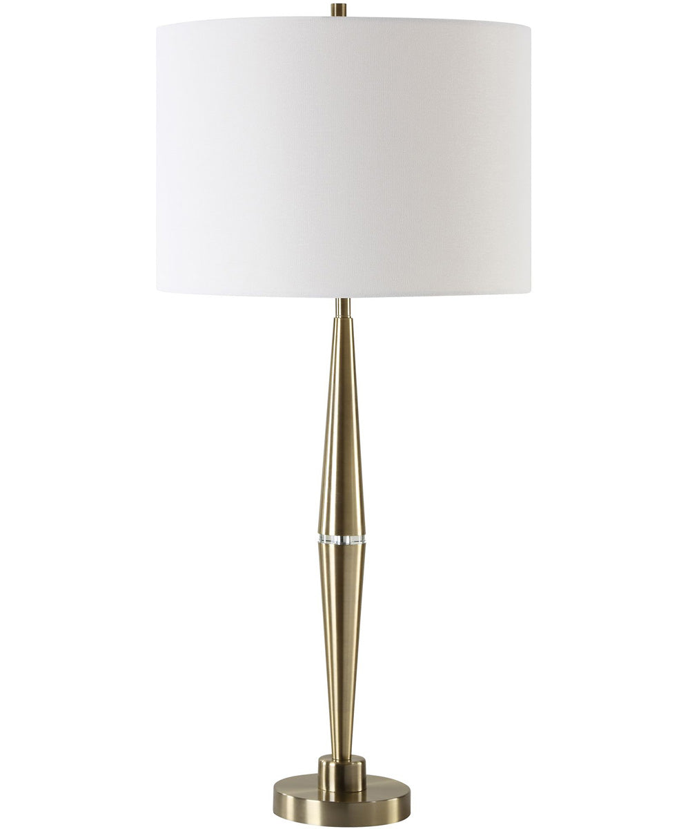 Modern Table Lamp with Crystal in Antique Brass
