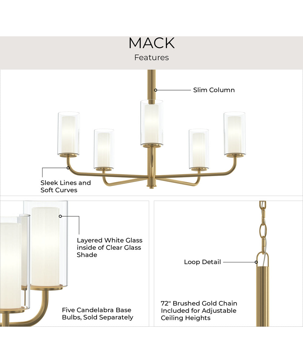 Mack 5-Light Chandelier with Layered Glass Shades Brushed Gold