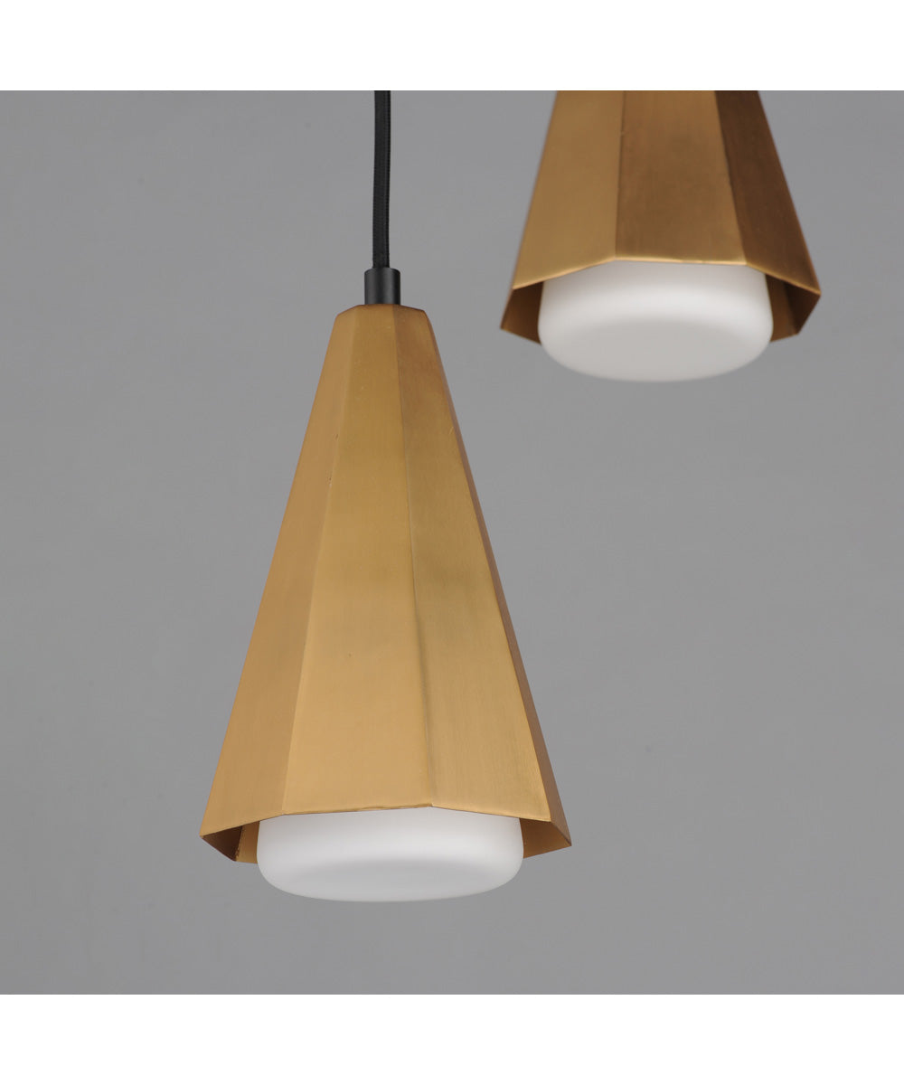 Rizzo 3-Light Pendant Black / Antique Brass