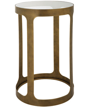 Accent Table with Tempered Glass in Antique Brushed Gold