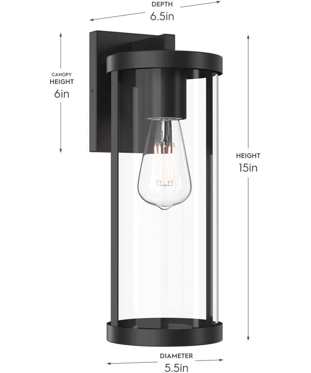 Kagen Large Outdoor Wall Light with Clear Glass Panels Matte Black
