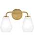 Gio 2-Light Small Two Light Vanity in Lacquered Brass