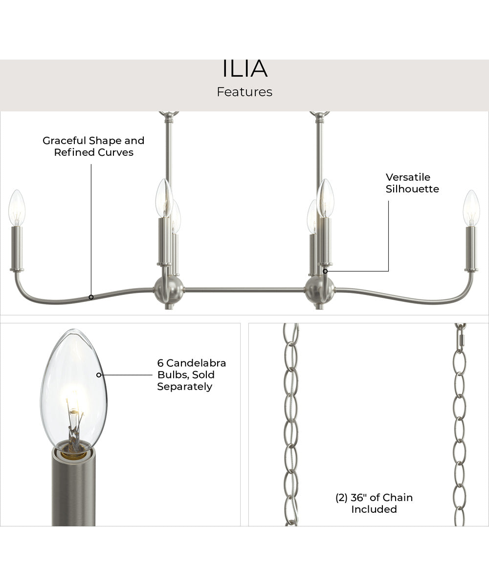 Ilia 6-Light Island Chandelier Brushed Nickel