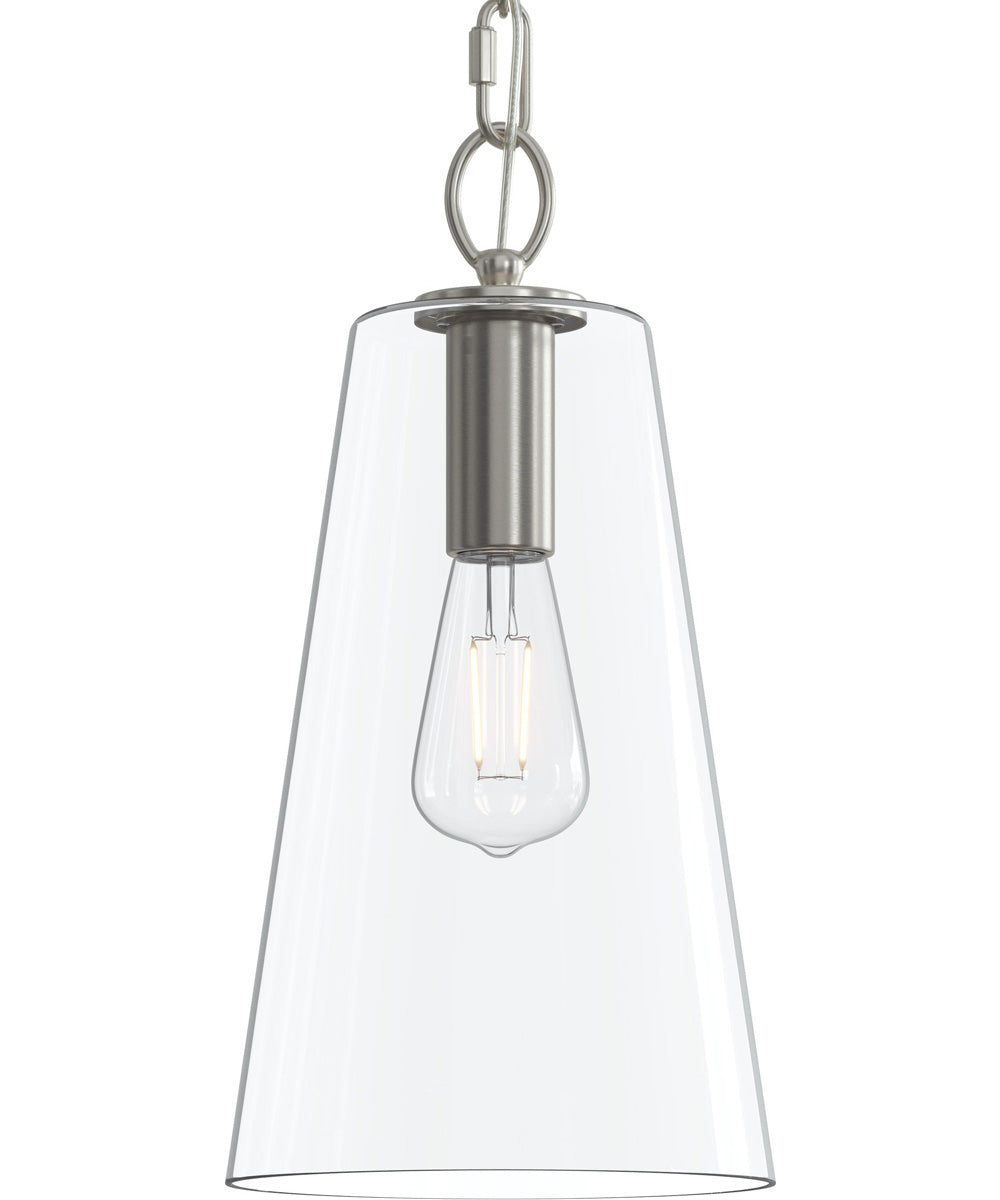 Jheni 1-Light Pendant with Clear Glass Shade Brushed Nickel