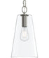 Jheni 1-Light Pendant with Clear Glass Shade Brushed Nickel
