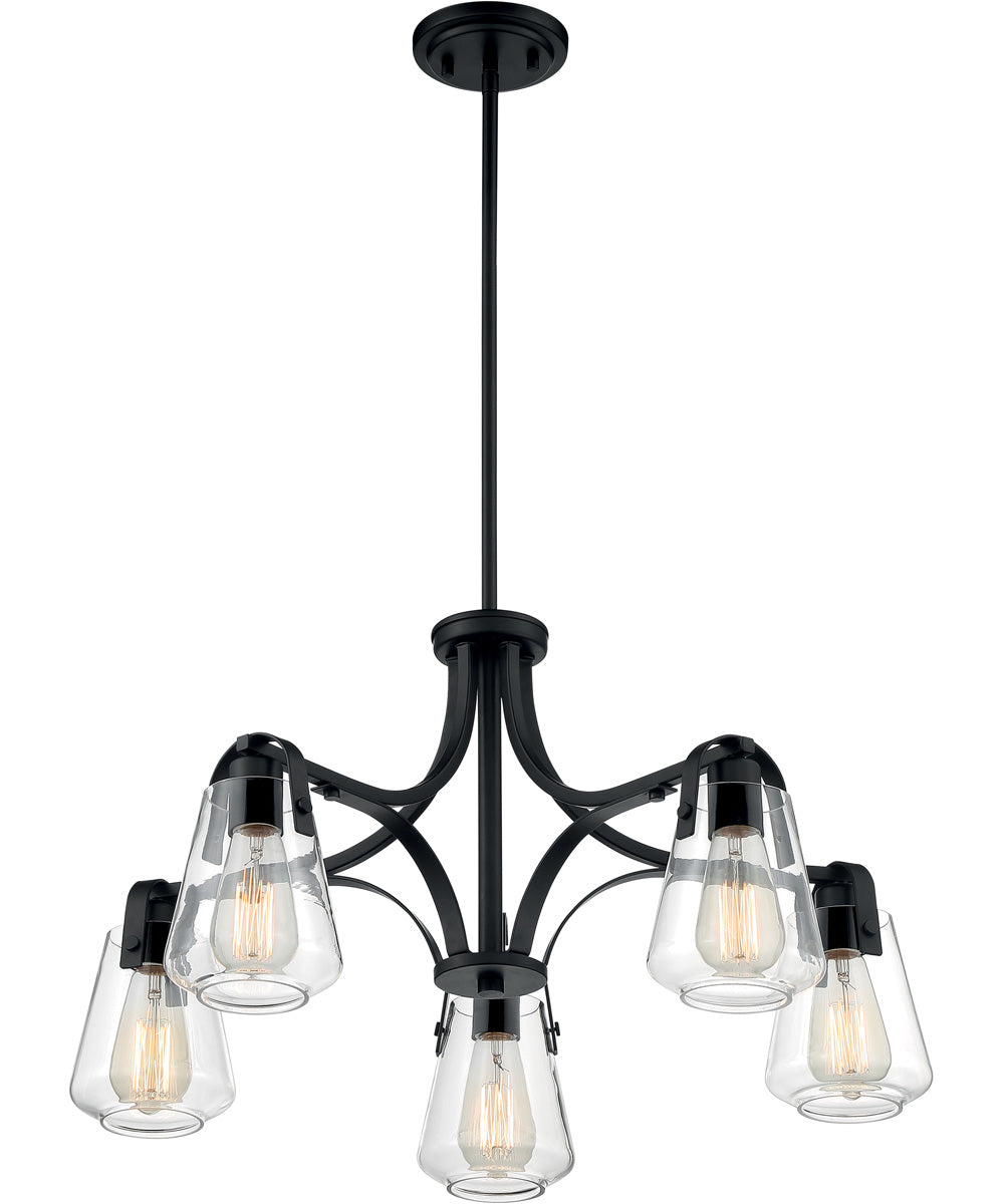 27"W Skybridge 5-Light Chandelier Matte Black