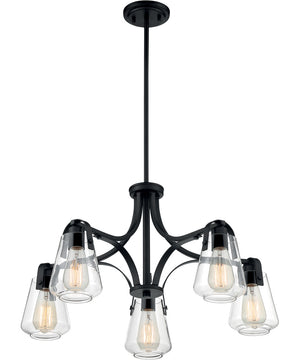 27"W Skybridge 5-Light Chandelier Matte Black