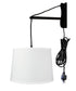14"W MAST Plug-In Wall Mount Pendant 1 Light Black Cord/Arm White Shade