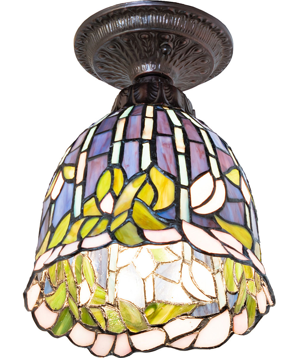 8" Wide Tiffany Flowering Lotus Flushmount