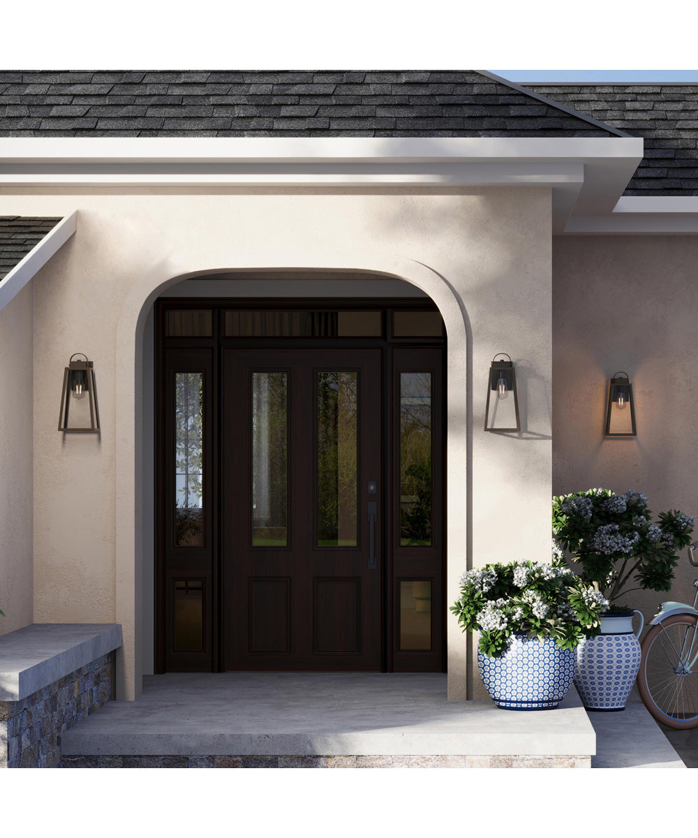 Hedry Large Outdoor Wall Lantern with Clear Glass Panels Antique Bronze