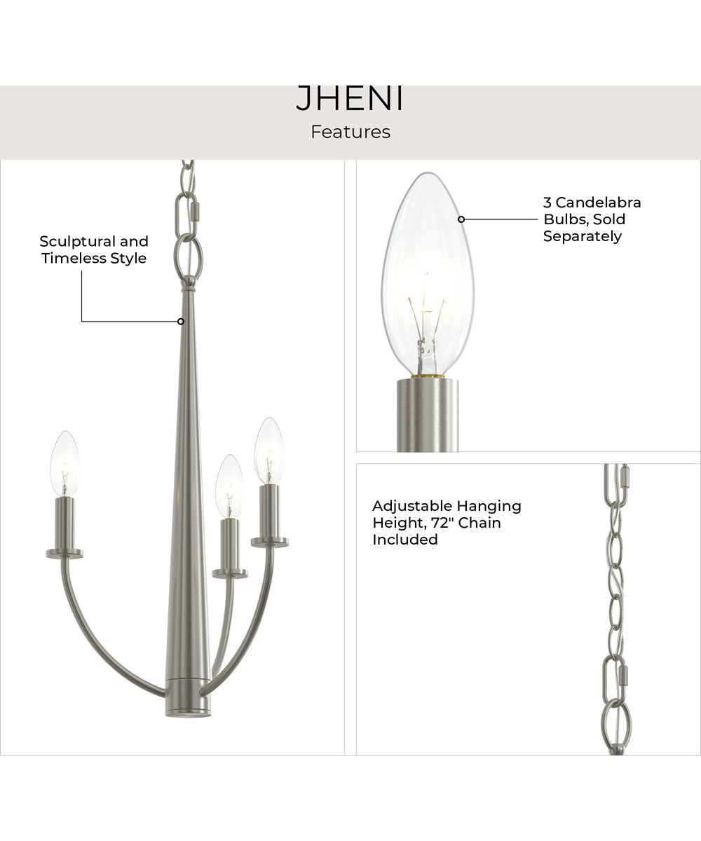 Jheni 3-Light Chandelier Brushed Nickel