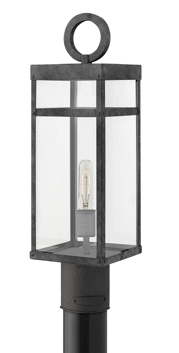 23"H Porter 1-Light Outdoor Pier Post Light in Aged Zinc