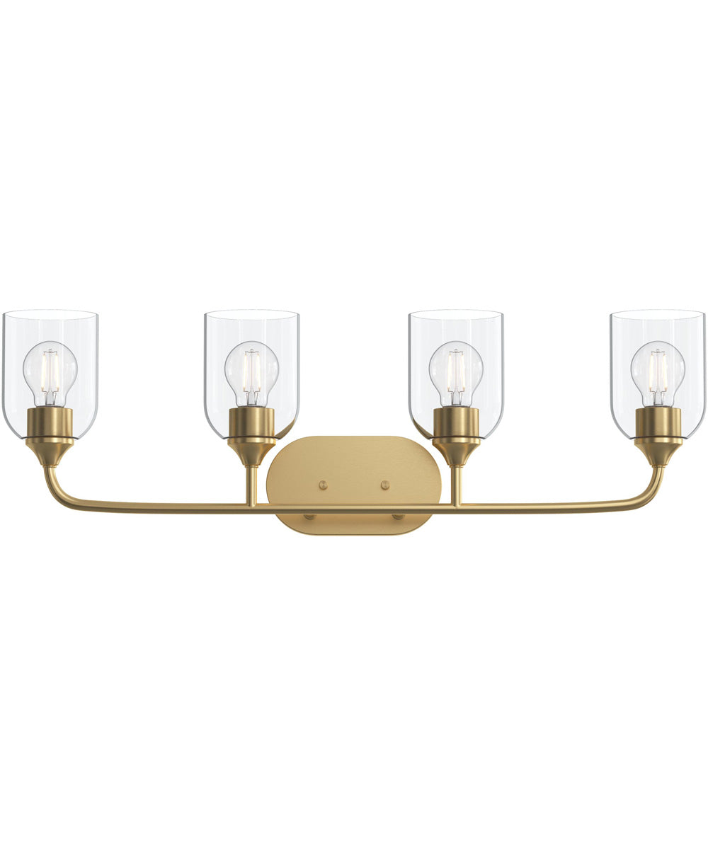 Ilia 4-Light Bath Vanity with Clear Glass Shade Brushed Gold