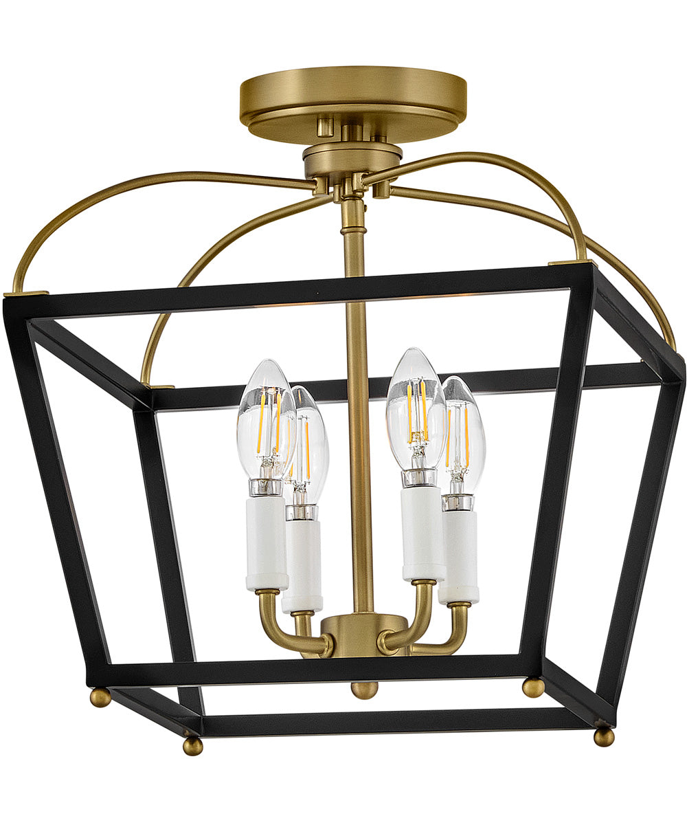 Tate 4-Light Small Semi-Flush Mount in Black