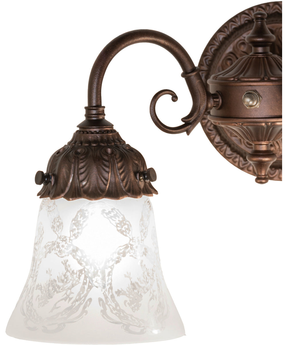 13" Wide Wreath & Garland 2 Light Wall Sconce