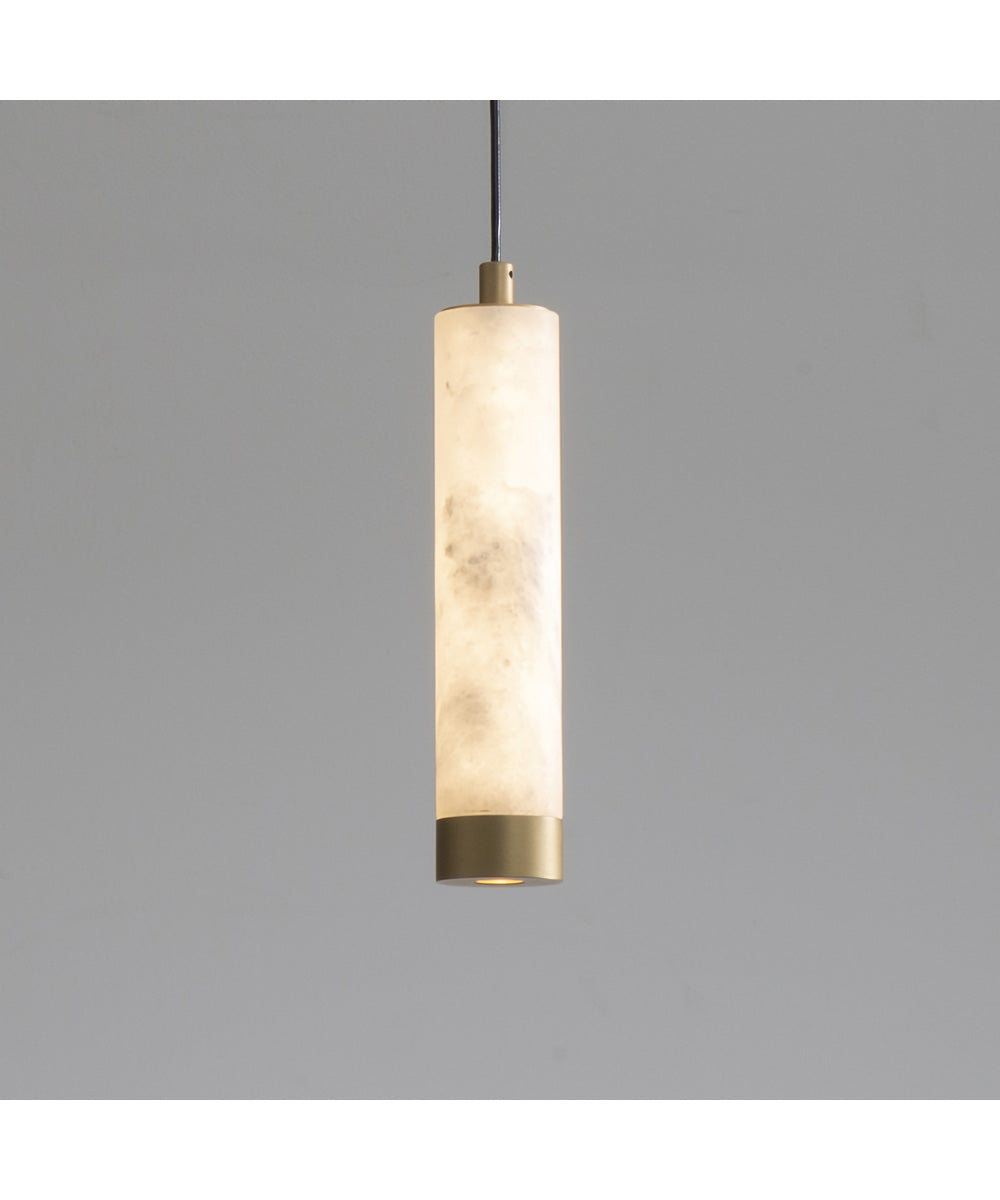 Aragon 9 inch LED Pendant White Alabaster / Gold