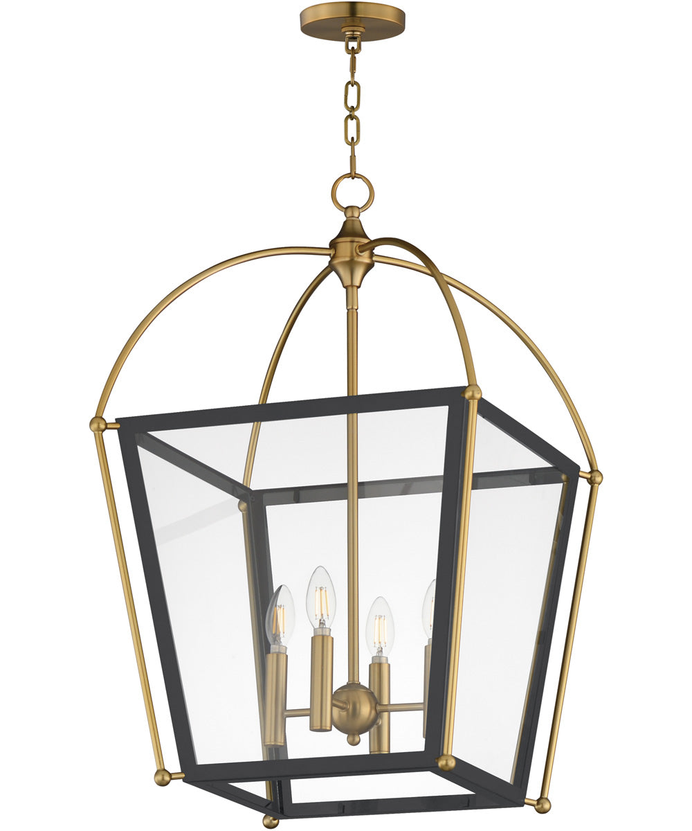 Mccadden 4-Light Pendant Black / Natural Aged Brass