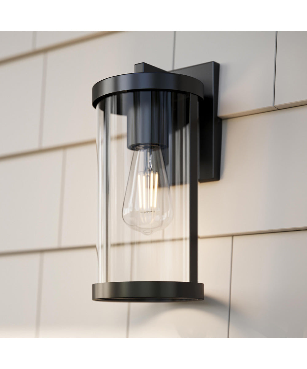 Kagen Medium Outdoor Wall Light with Clear Glass Panels Matte Black