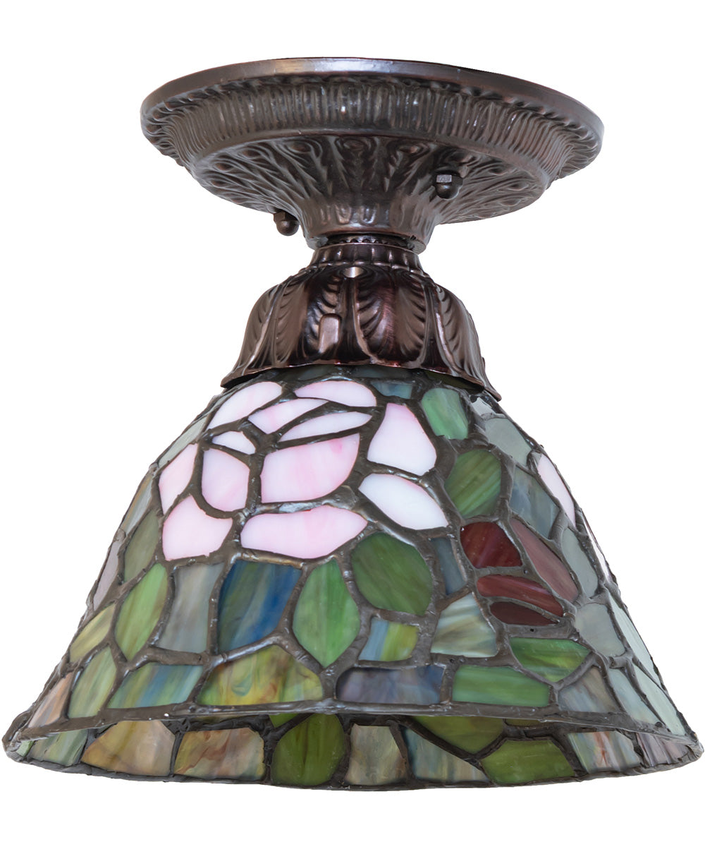 8" Wide Tiffany Rosebush Flushmount