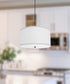 2 Light Pendant 18"w White Linen Shade with Diffuser, Black Cord