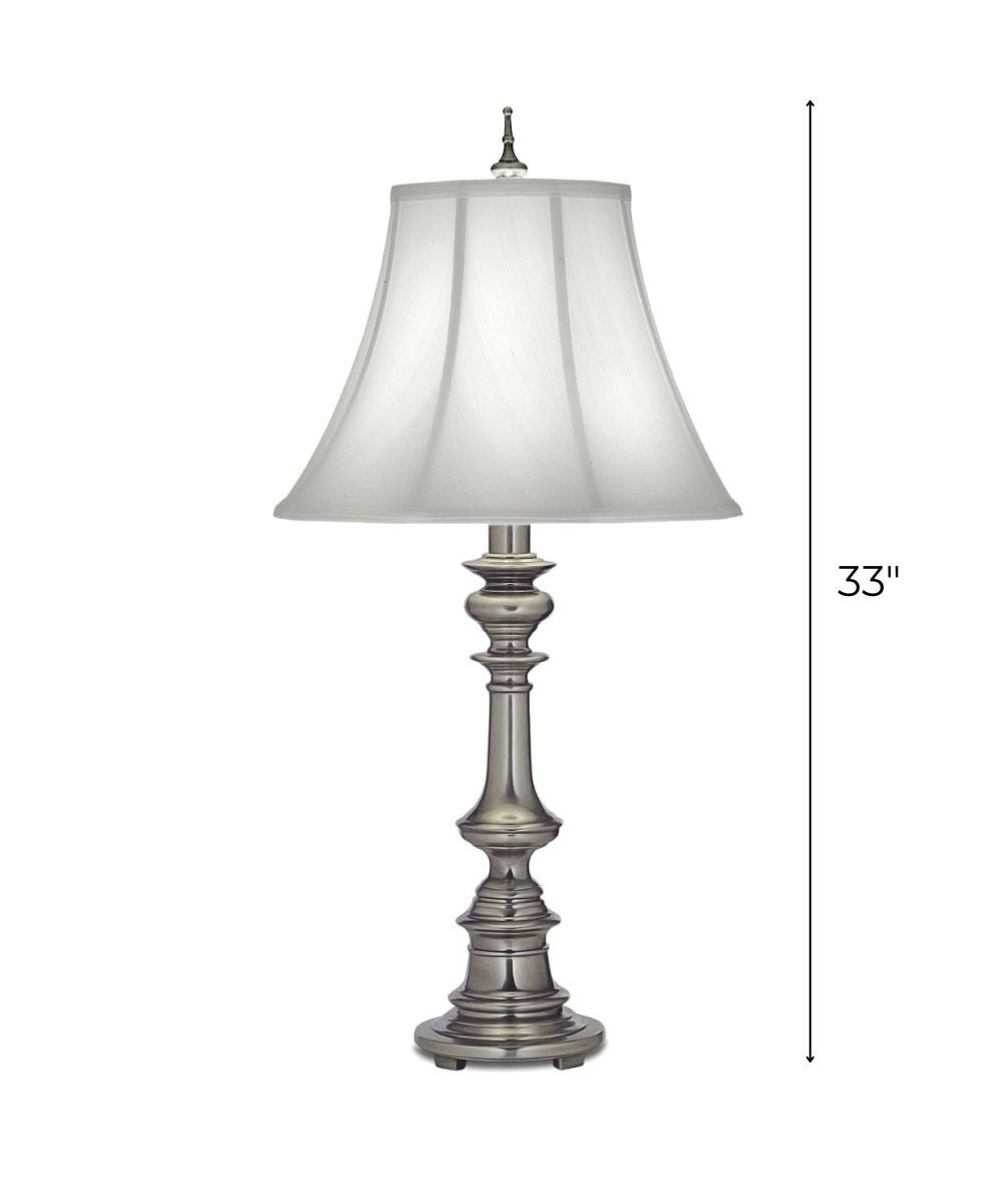 33"H 1-Light 3-Way Table Lamp Antique Nickel