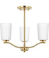 Adley 3-Light Etched White Glass Semi-Flush Convertible Light Satin Brass