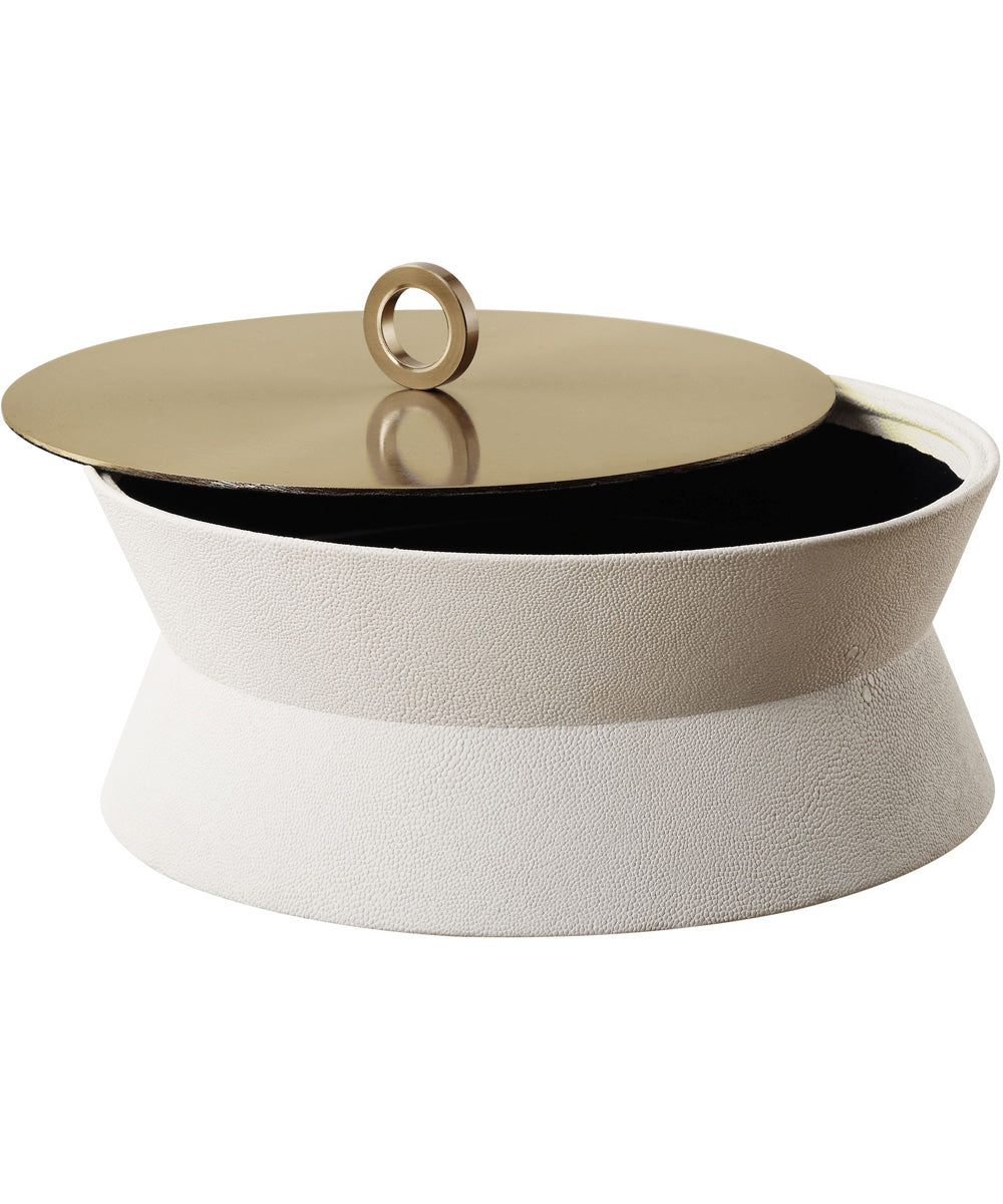 Luxe White Shagreen Round Box