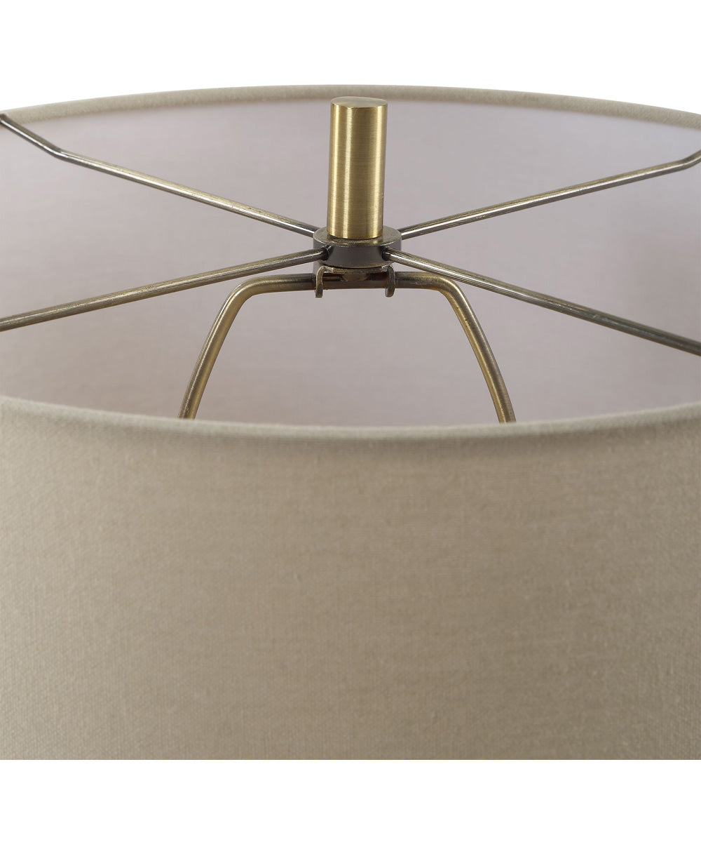 Ceramic Table Lamp with Emerald Green Glaze and Beige Linen