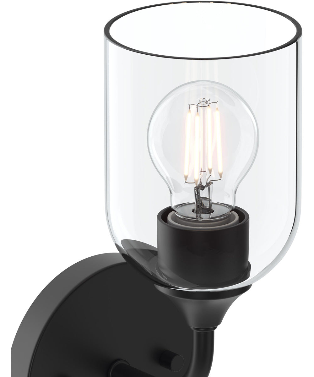 Ilia 1-Light Wall Sconce with Clear Glass Shade Matte Black
