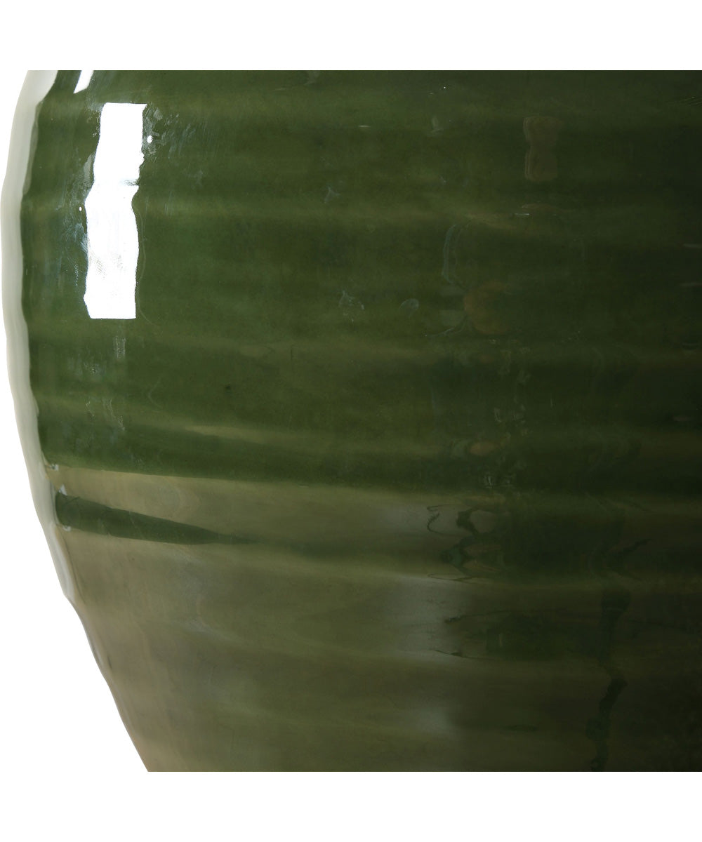 Ceramic Table Lamp Textured Moss Green and Beige Linen