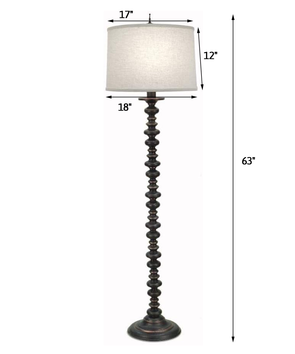 63"H Oxidized Bronze Signature by Stiffel Floor Lamp, 3-Way