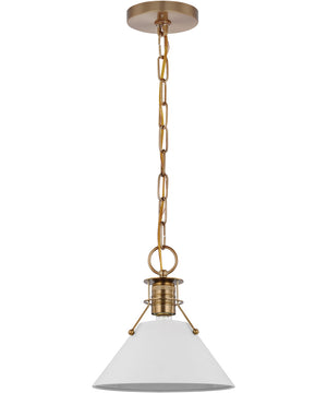 Outpost 1-Light Pendant Matte White / Burnished Brass