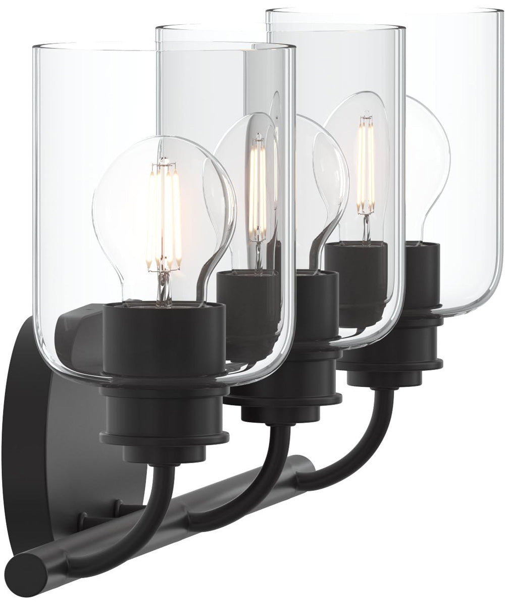 Reines 3-Light Bath Vanity with Clear Glass Shades Matte Black