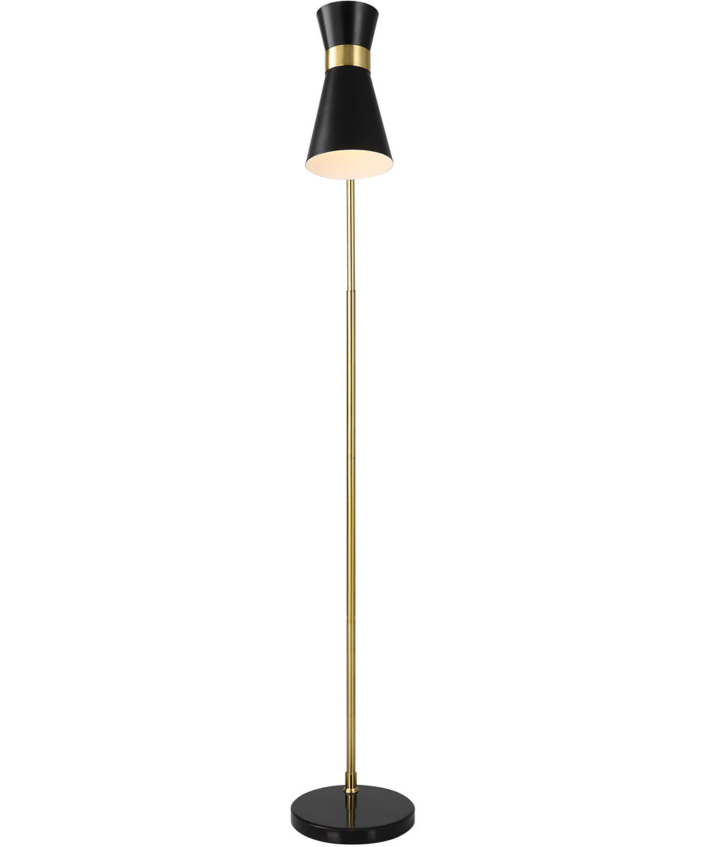 Floor Lamp in Gold with Black Marble and Black Metal