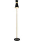 Floor Lamp in Gold with Black Marble and Black Metal