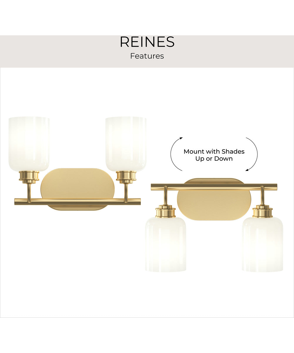 Reines 2-Light Bath Vanity with Opal Glass Shades Brushed Gold