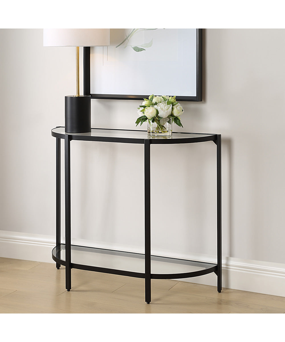 Accent Furniture with Tempered Glass Top with Shelves Satin Black