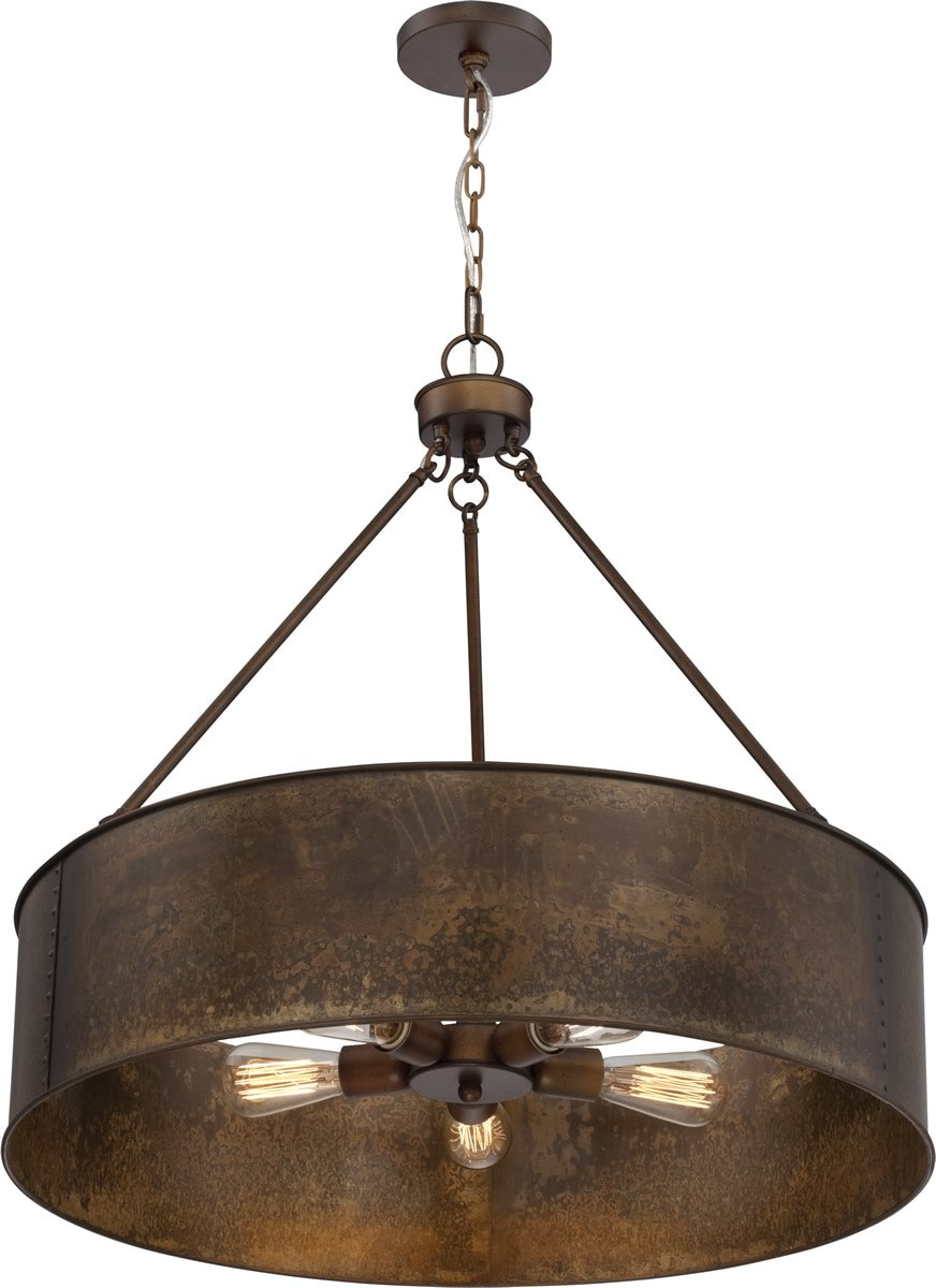30"W Kettle 5-Light Pendant Weathered Brass