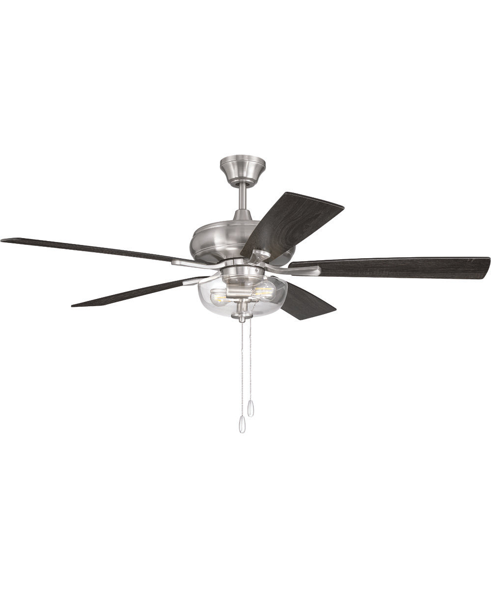 EOS 2 Light Clear Bowl 52" Ceiling Fan 2-Light Fan Brushed Polished Nickel