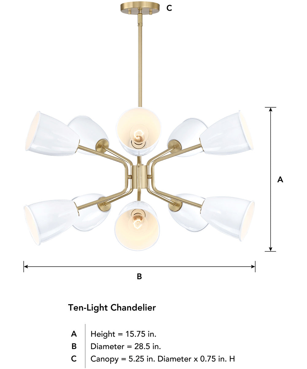Biba 10 Light Chandelier  Brushed Gold