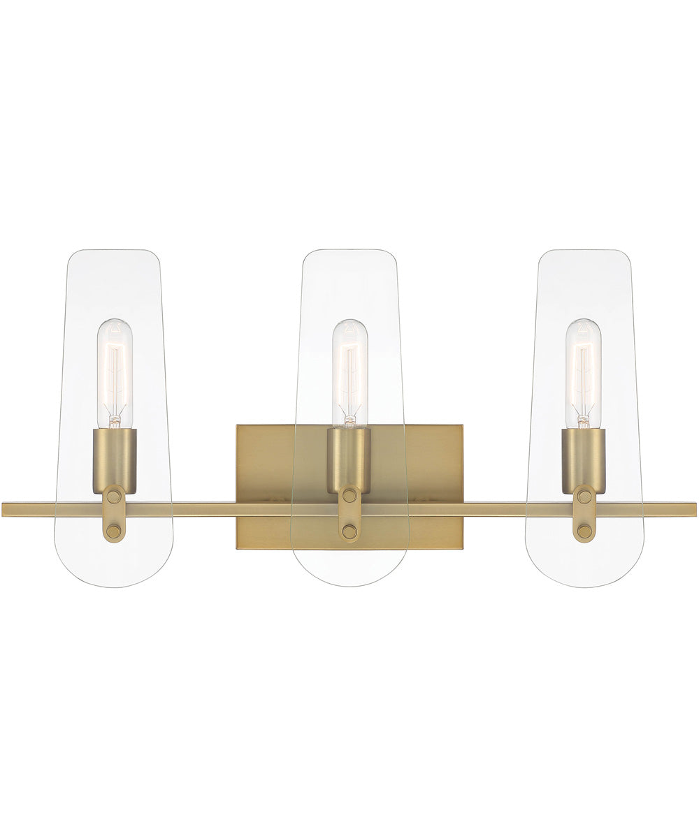 Bergen Beach 3 Light Vanity Brushed Gold