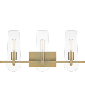 Bergen Beach 3 Light Vanity Brushed Gold