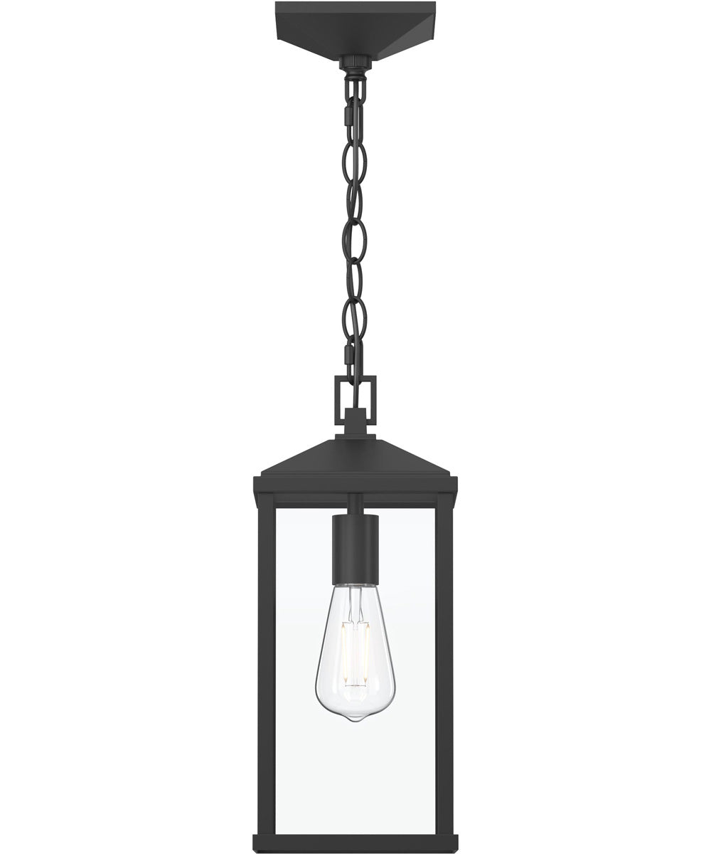 Cantley Outdoor Pendant with Clear Glass Panels Matte Black
