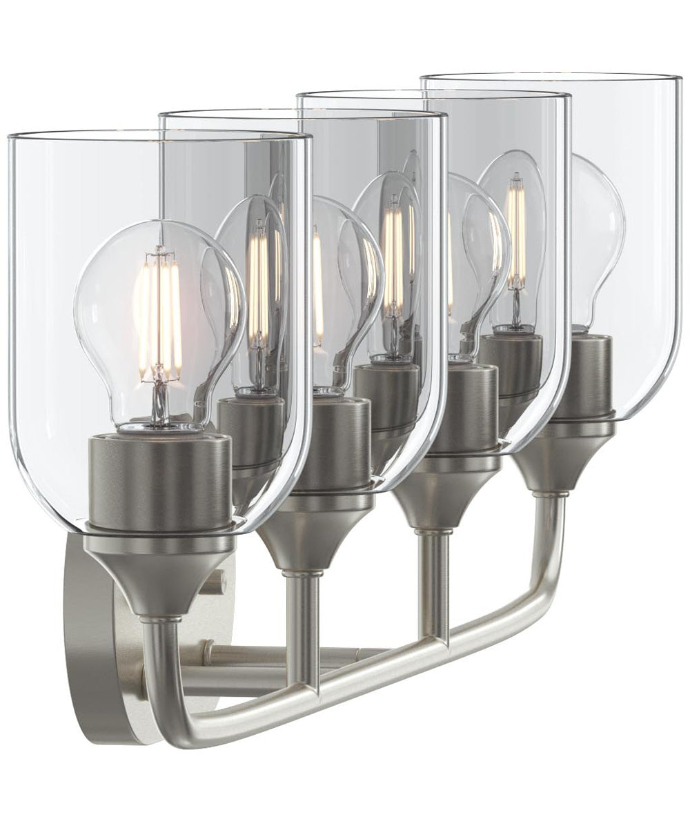 Ilia 4-Light Bath Vanity with Clear Glass Shade Brushed Nickel