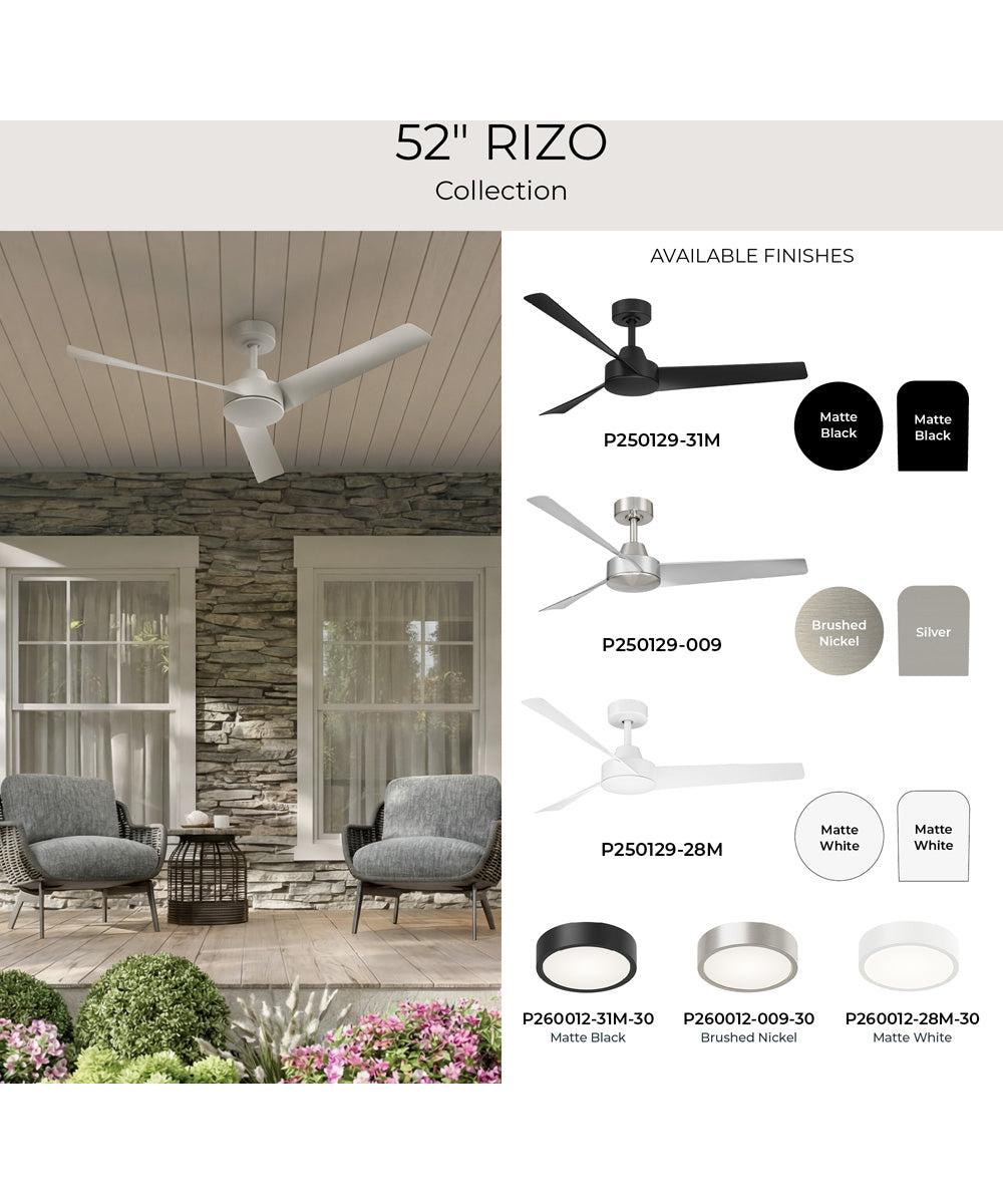 Rizo 52-in. 3-Blade Modern Ceiling Fan Matte Black
