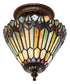 8" Wide Tiffany Jeweled Peacock Flush Mount