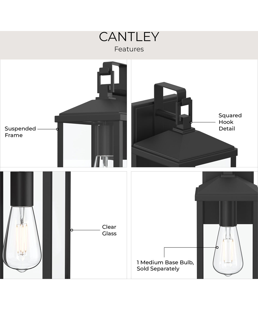 Cantley Extra Large Outdoor Wall Lantern with Clear Glass Panels Matte Black