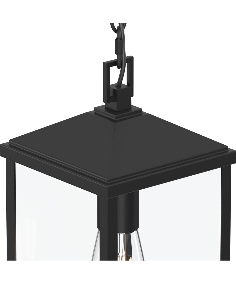Cantley Outdoor Pendant with Clear Glass Panels Matte Black
