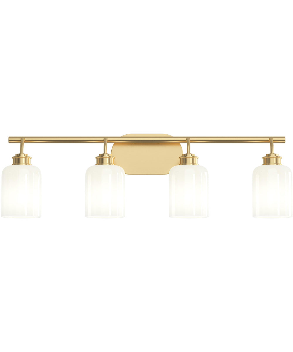 Reines 4-Light Bath Vanity with Opal Glass Shades Brushed Gold