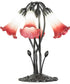 16" High Red/Seafoam Tiffany Pond Lily 5 Light Table Lamp
